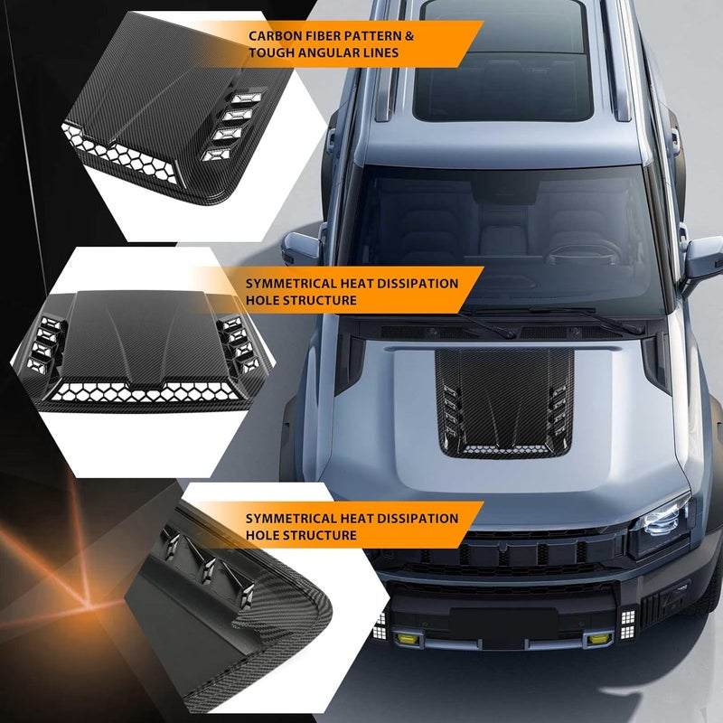 DEERMOTO Universal Hood Air Vent,Car Hood Vents,Hood Vents for Trucks, Universal Hood Scoop for Cars,Suit for Colorado, Dodge Ram 1500 2500 3500,GMC Sierra(Carbon Fiber Pattern) - Image 3
